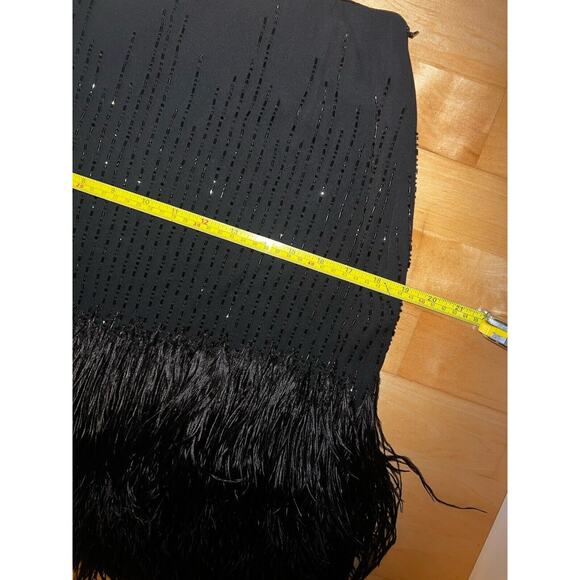 NWOT Ralph Lauren Black Label Ostrich Feather Beaded Sequin Mini Skirt Silk 10 - Picture 7 of 9